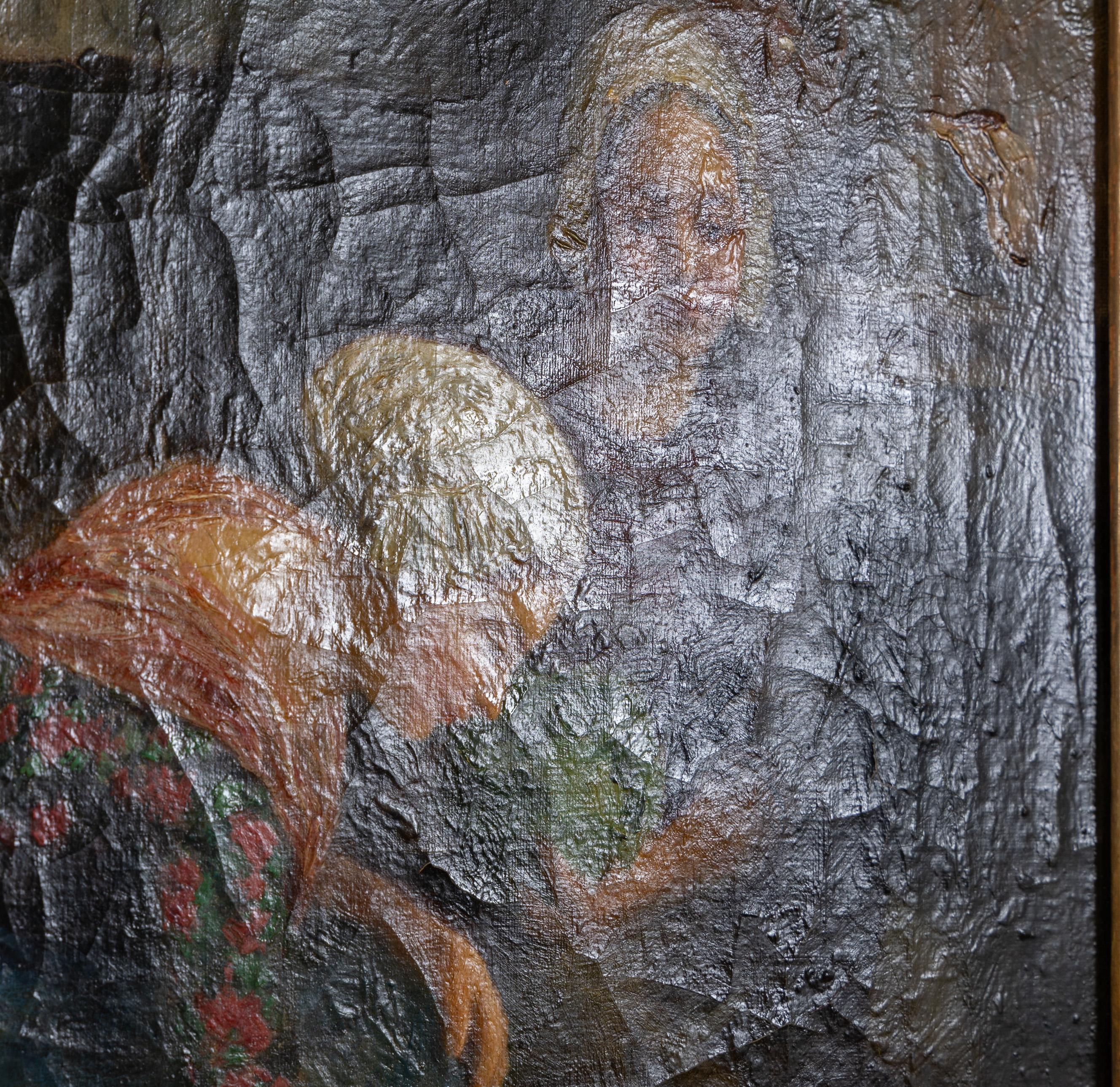 Continental School, Ende 19. Jahrhundert Öl auf Leinwand - Zwei Frauen mit Kohlköpfen im Angebot 5