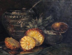Continental School, Oil on Canvas, Still Life with Pineapple