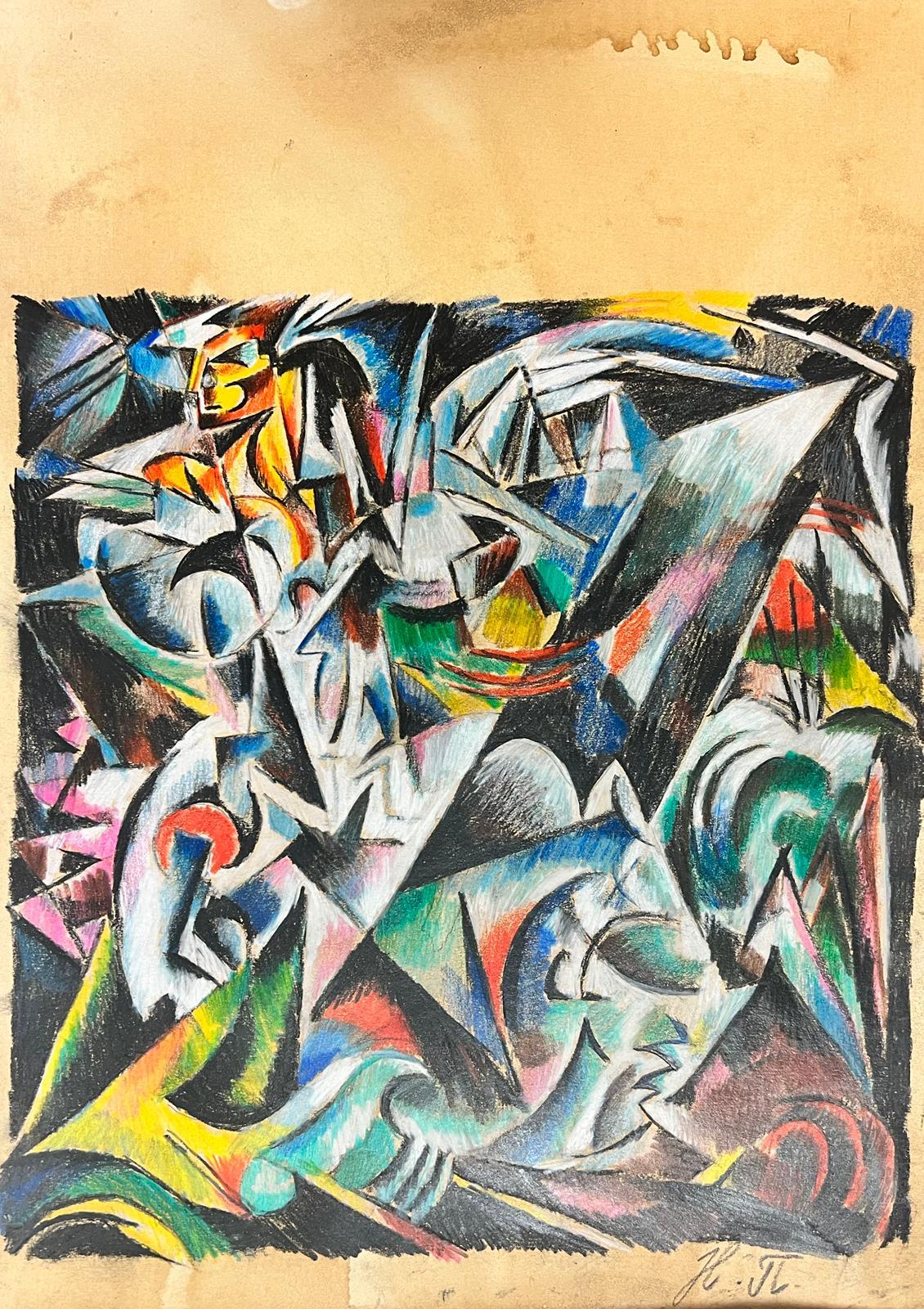 Opera d'arte figurativa astratta cubista del XX secolo Immagine stupefacente - Painting Cubismo di Continental School