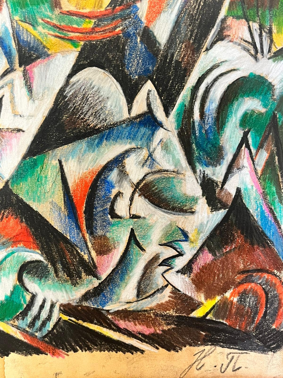 Opera d'arte figurativa astratta cubista del XX secolo Immagine stupefacente - Abstract Painting Grigio di Continental School