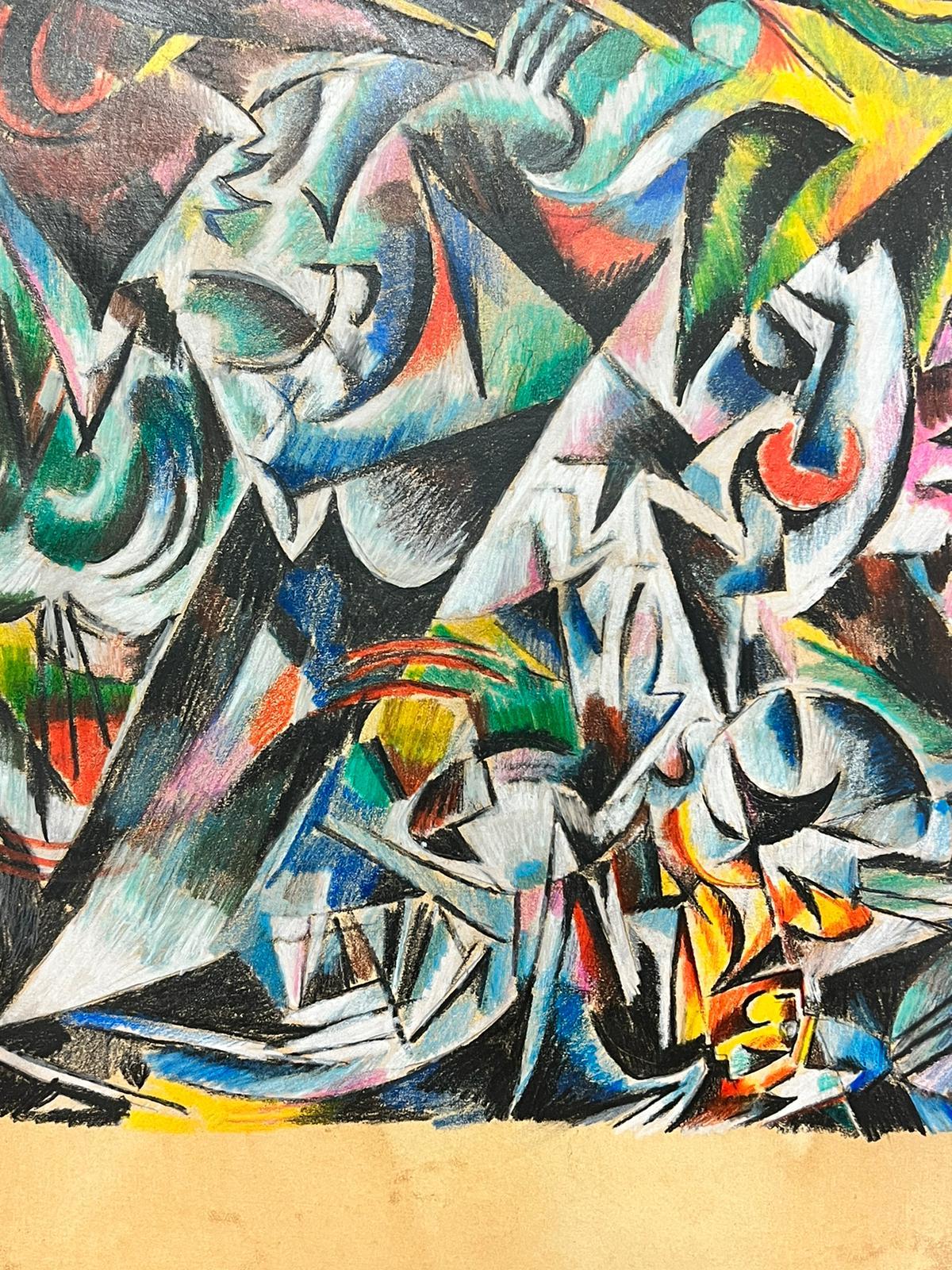Scena cubista
XX secolo, Continental School
firmato con le iniziali
dipinto a pastello su carta su tavola, incorniciato
incorniciato: 18,5 x 13,5 pollici
provenienza: collezione privata, Regno Unito
condizioni: ottime e solide condizioni 
