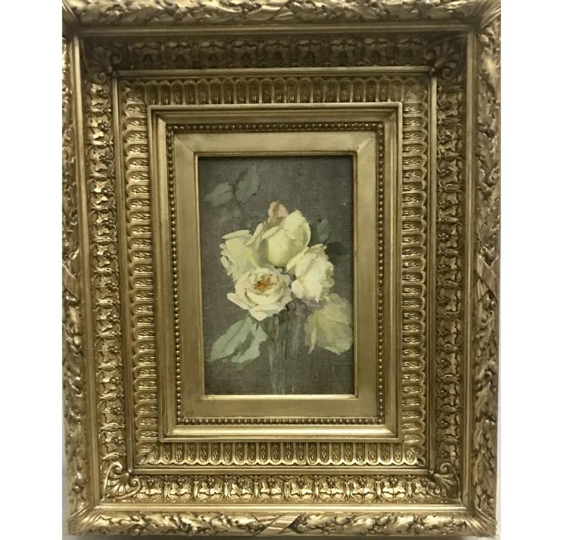 Estudio impresionista de una rosa blanca - Painting de Continental School