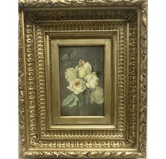 An Impressionist Study of a White Rose, Oil on Canvas, 19th Century