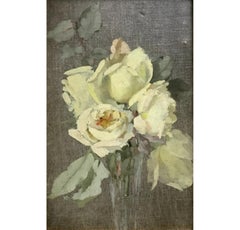 An Impressionist Study of a White Rose, Oil on Canvas, 19th Century