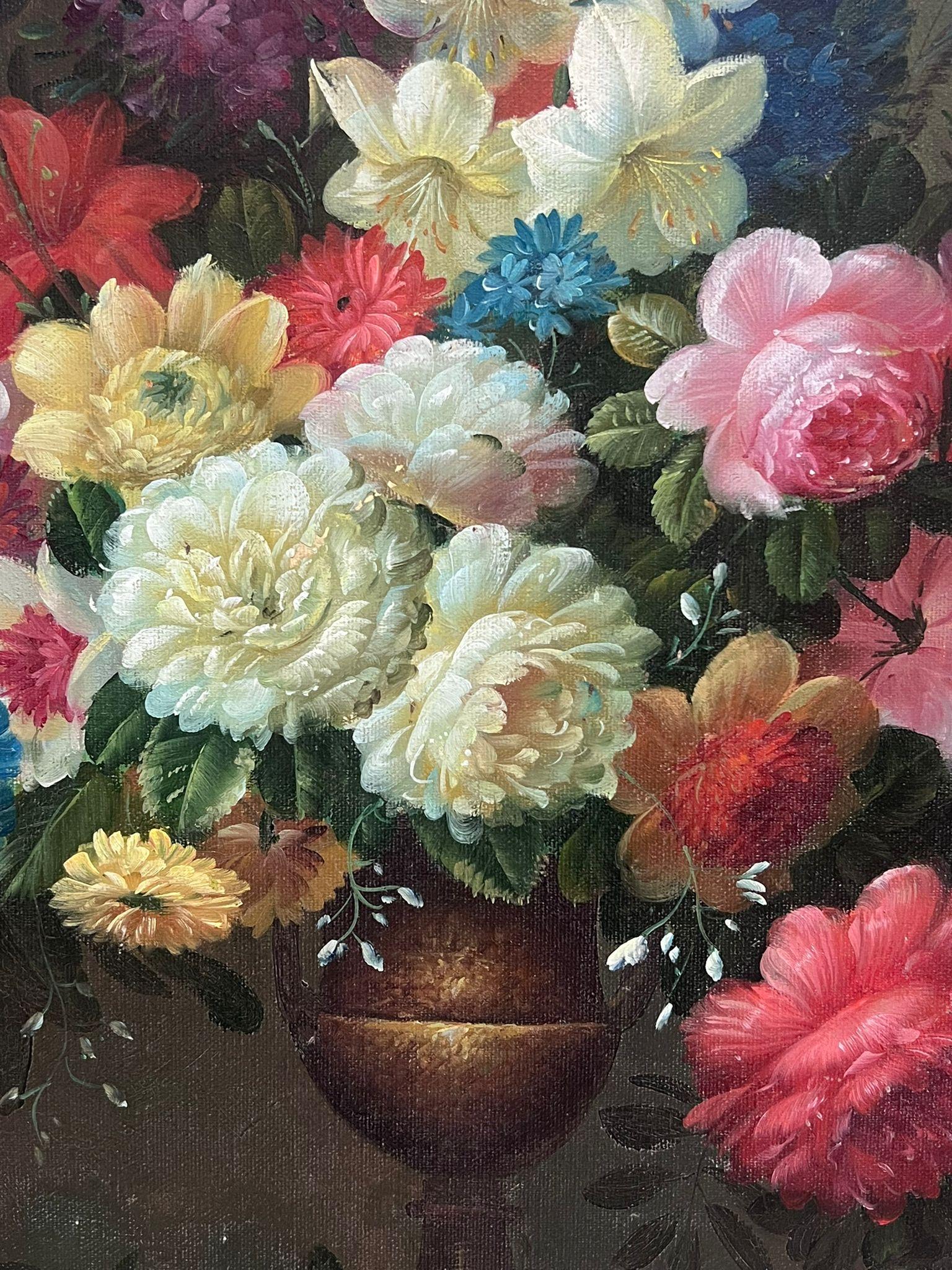 Bountiful Bloom
Floral Arrangement,
Continental School, late 20th century
most likely a pastiche work after an earlier composition
oil on canvas, unframed
canvas : 24 x 20 inches
provenance: private collection
condition: very good and sound