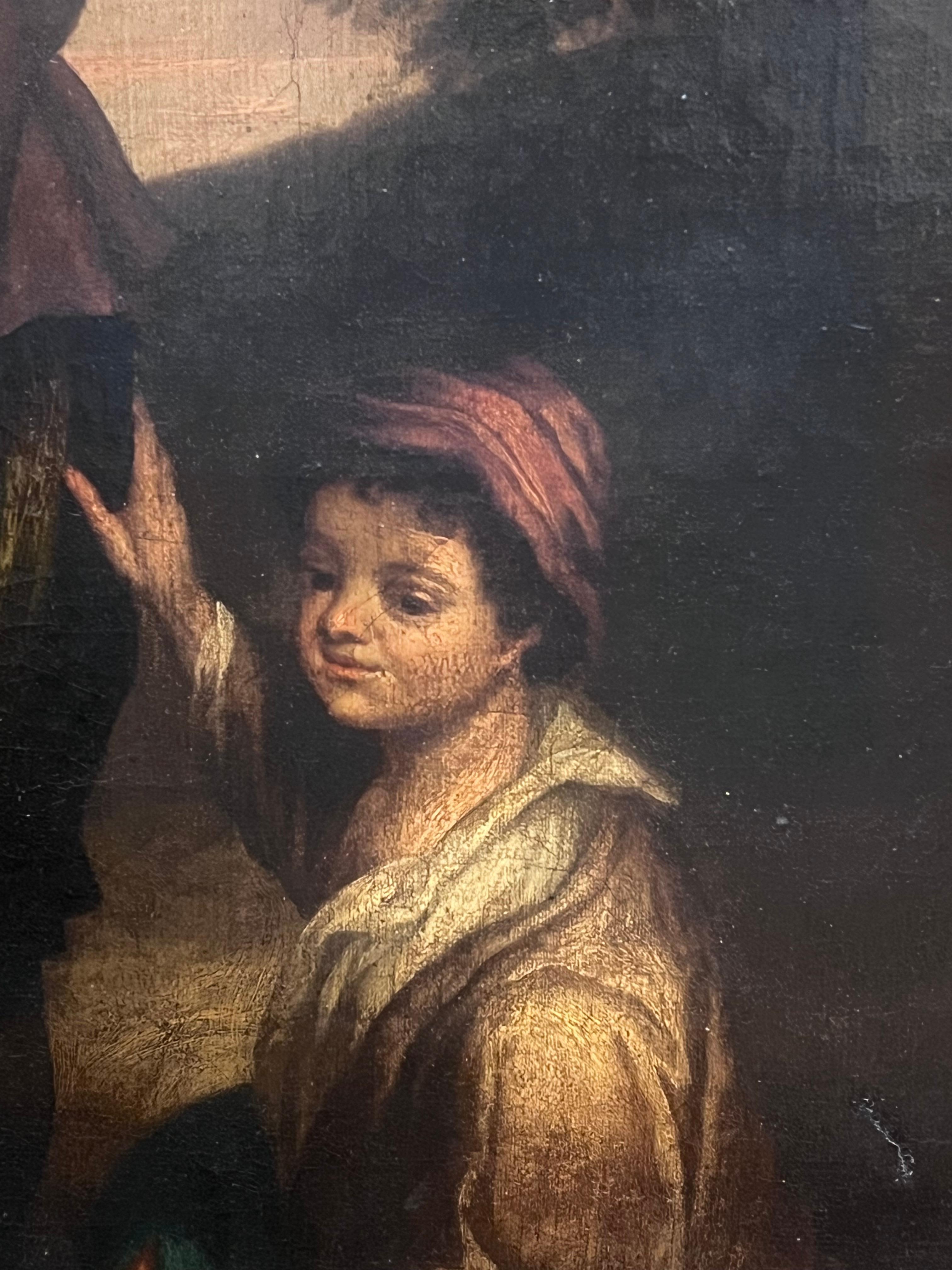 Gran óleo europeo del siglo XVIII Tres figuras en un paisaje en venta 1