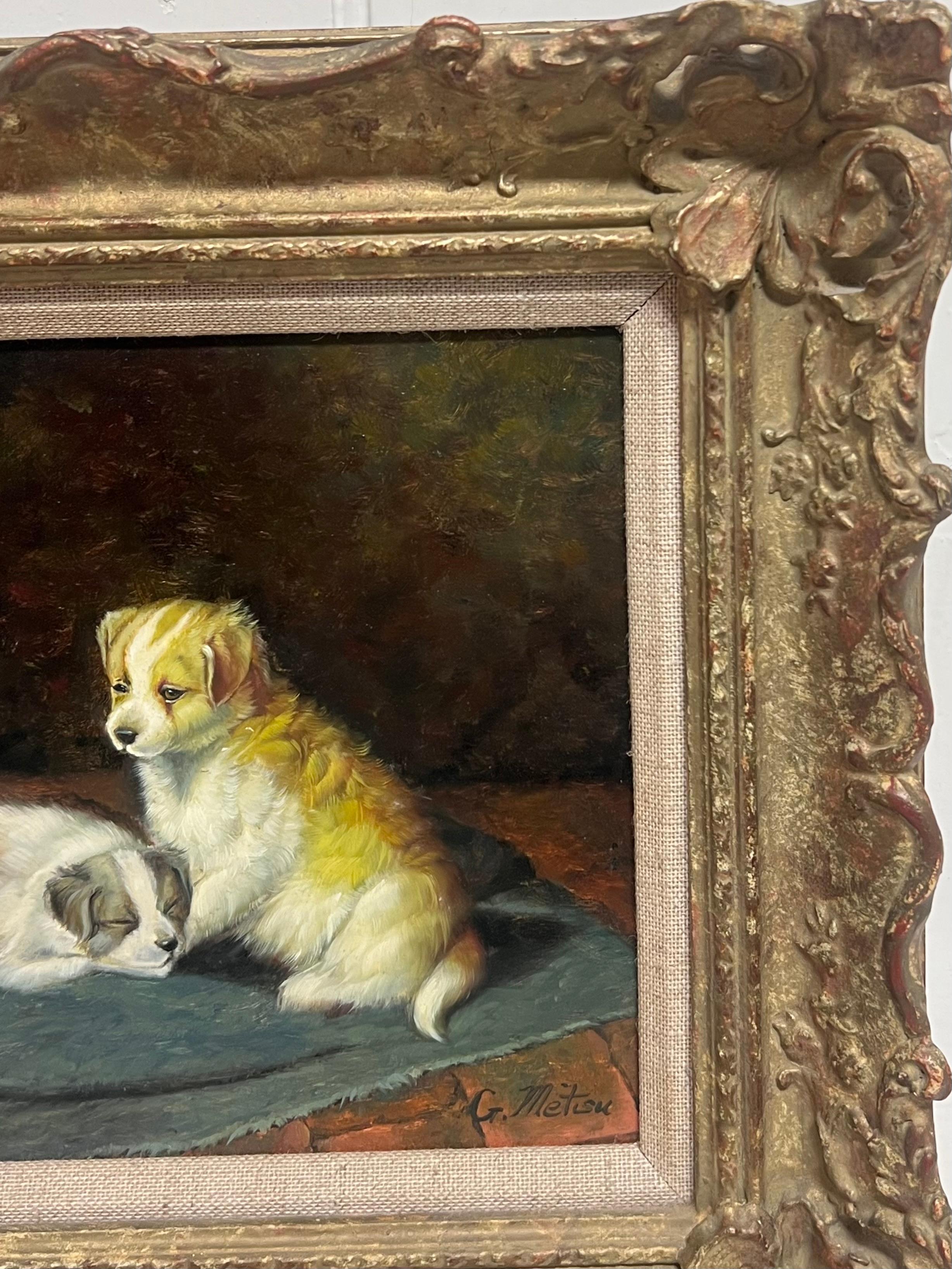 Les deux chiots
par Gabriel Metsu, artiste continental fin du 20e siècle
huile sur panneau signée, encadrée
encadré : 11 x 13.5 pouces
panneau : 7 x 9.5 pouces
Provenance : collection privée, Royaume-Uni.
Condit : très bon état

Pour plus