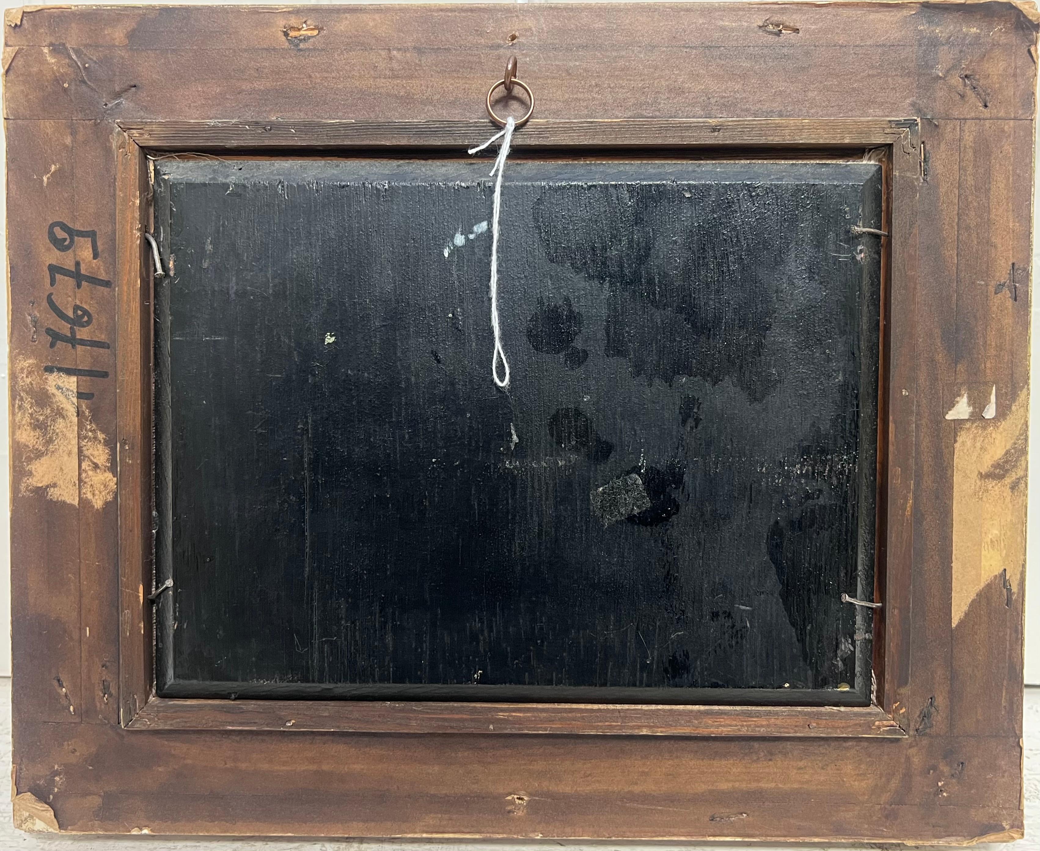 Portrait de deux chiots dans une pièce intérieure Peinture à l'huile signée en vente 4