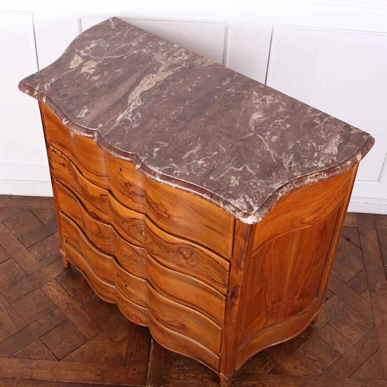 Continental Serpentine Marble Top Fruitwood Commode with Fitted Writing Desk 2