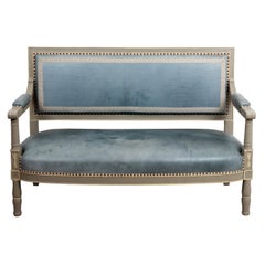 Continental Settee in Blue Leather