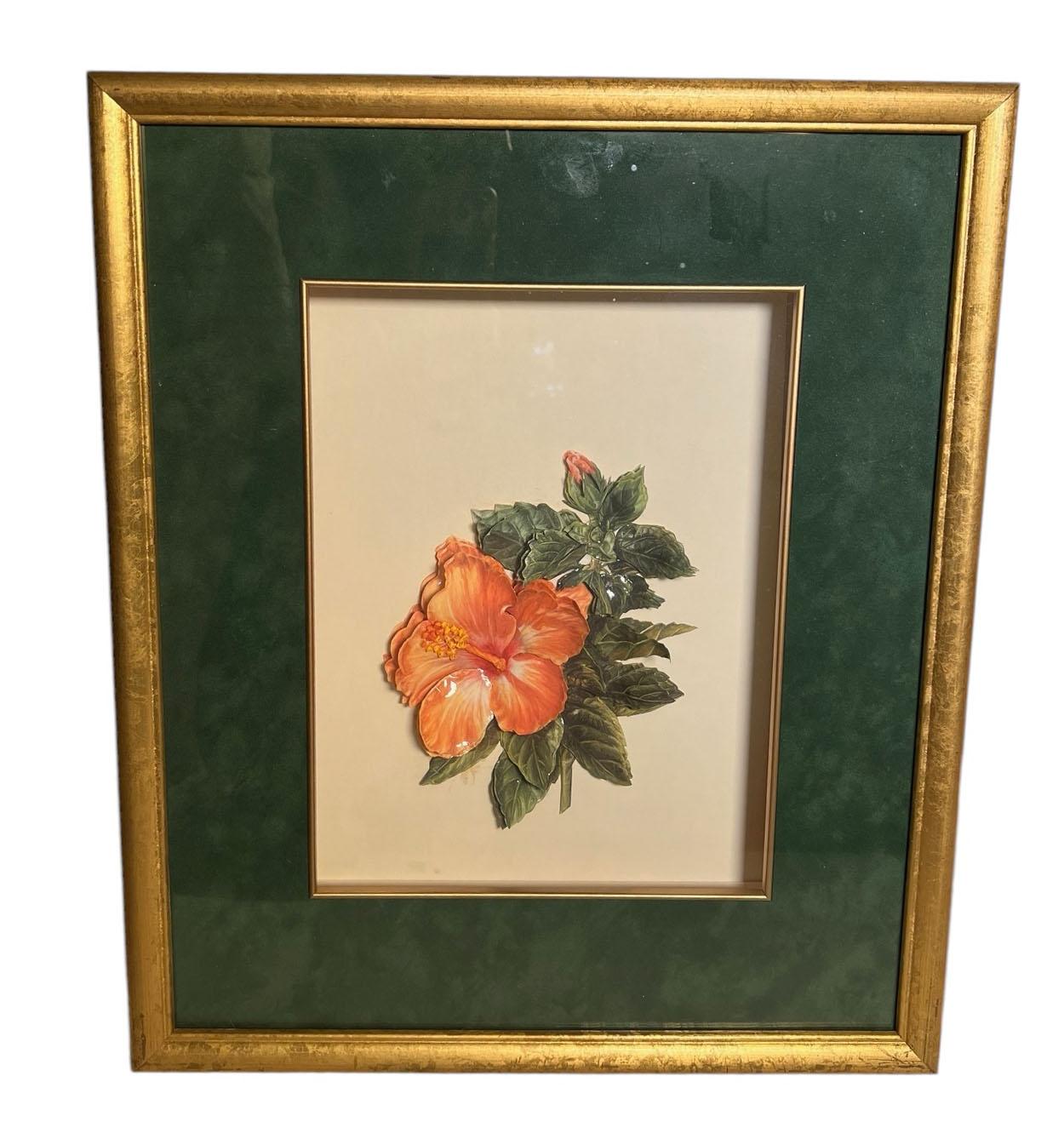 Continental Shadowbox Framed Raised Flowers - Set Of Three In Good Condition For Sale In Dallas, TX