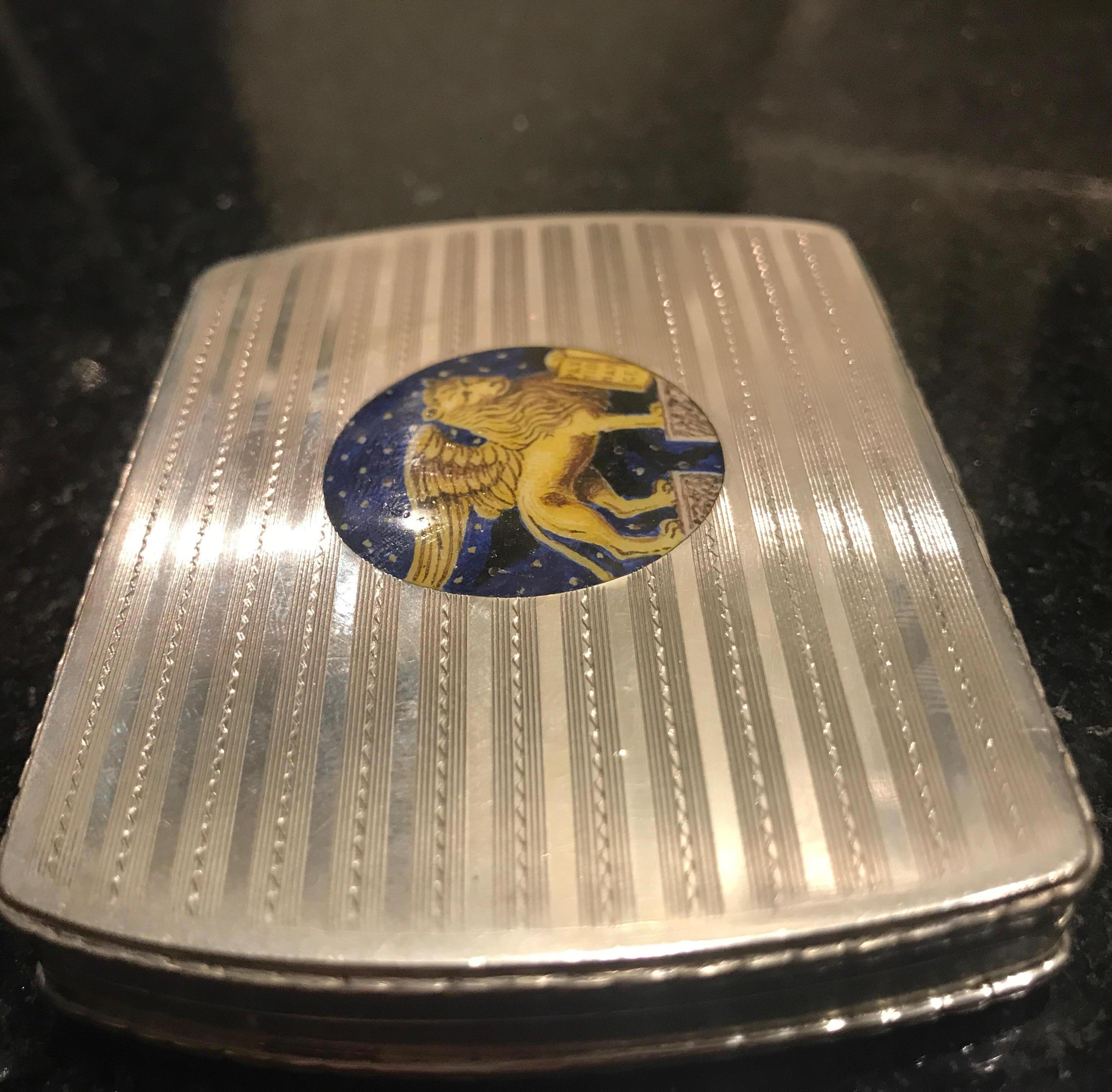 Continental Silver and Enamel Calling Card or Cigarette Case In Excellent Condition In Lambertville, NJ