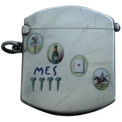 Continental Silver and Enamel Rebus 'Four Vices' Vesta Case, circa 1900