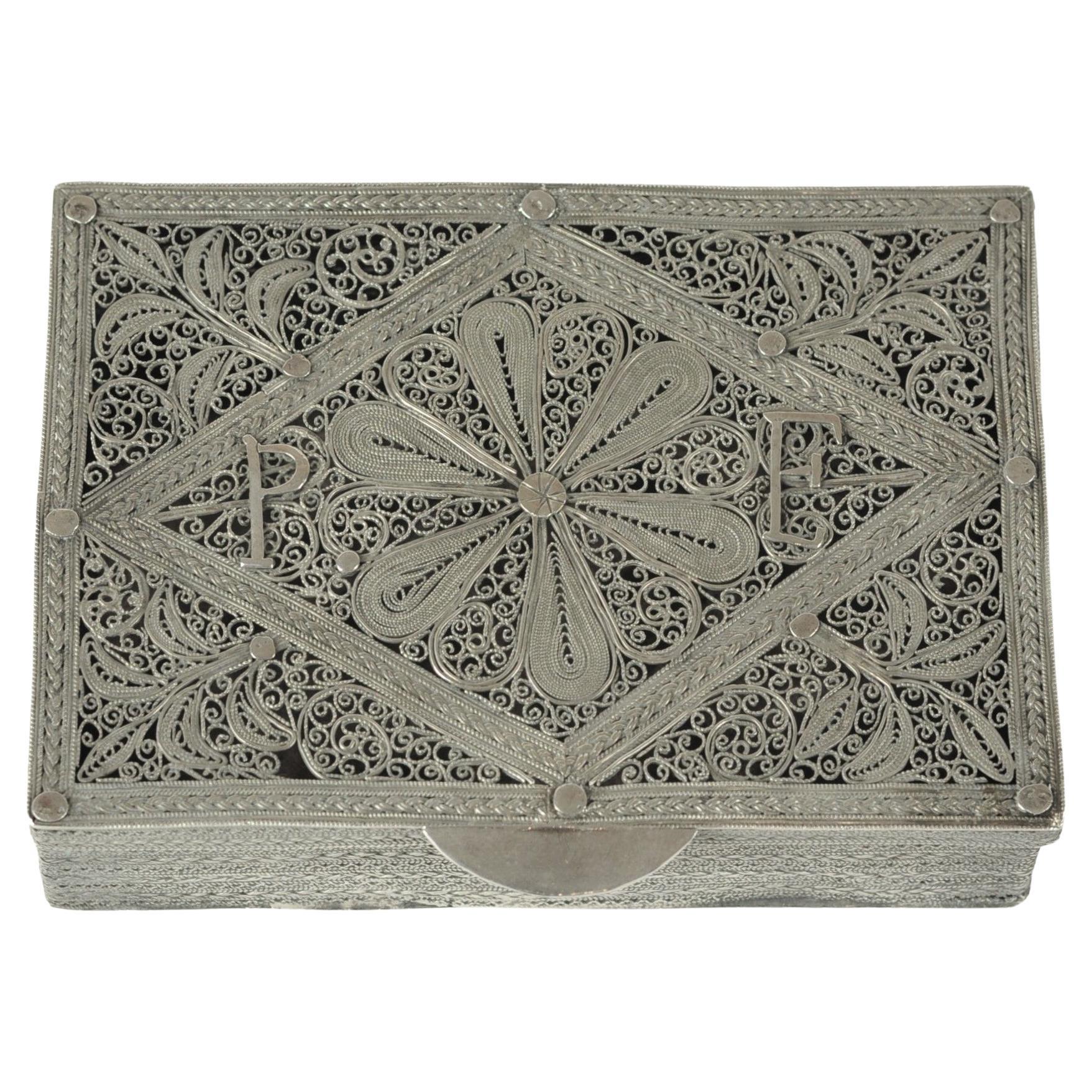 Continental Silver Filigree Trinket Box