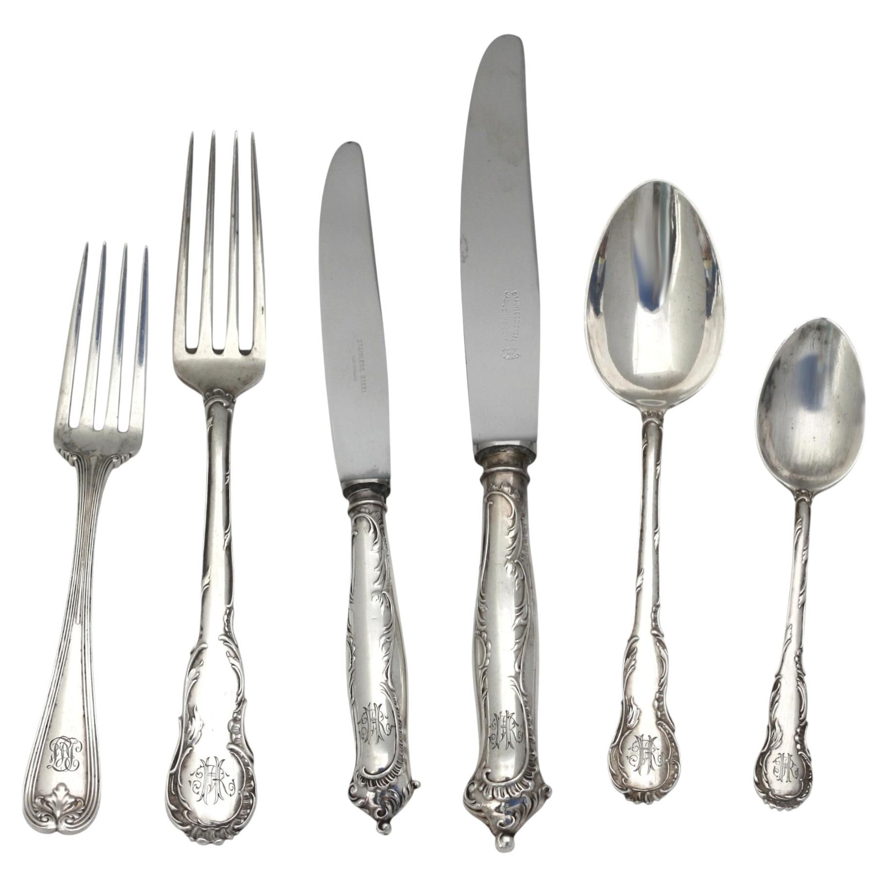 Continental Silver Flatware Service for Six For Sale