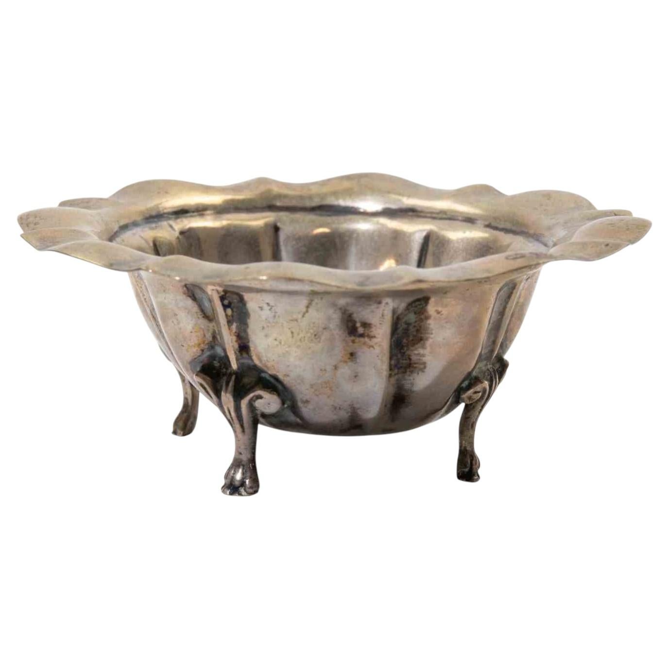 Continental Silver Footed Bowl with Scalloped Rim, 1970s For Sale
