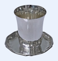 Continental Silver Kiddush Becher Goblet and Tray, Germany C.1930
