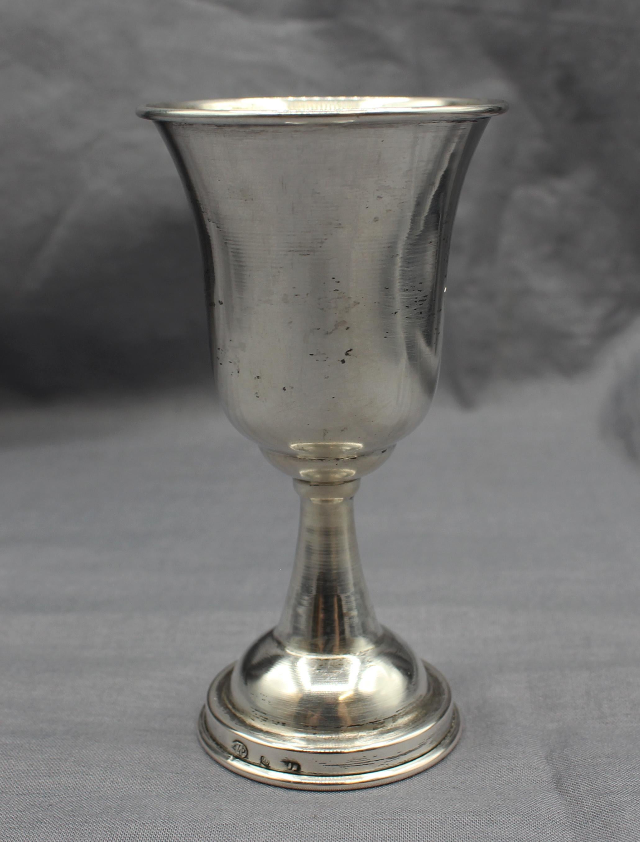 Continental Silver Kiddush Cup In Good Condition For Sale In Chapel Hill, NC