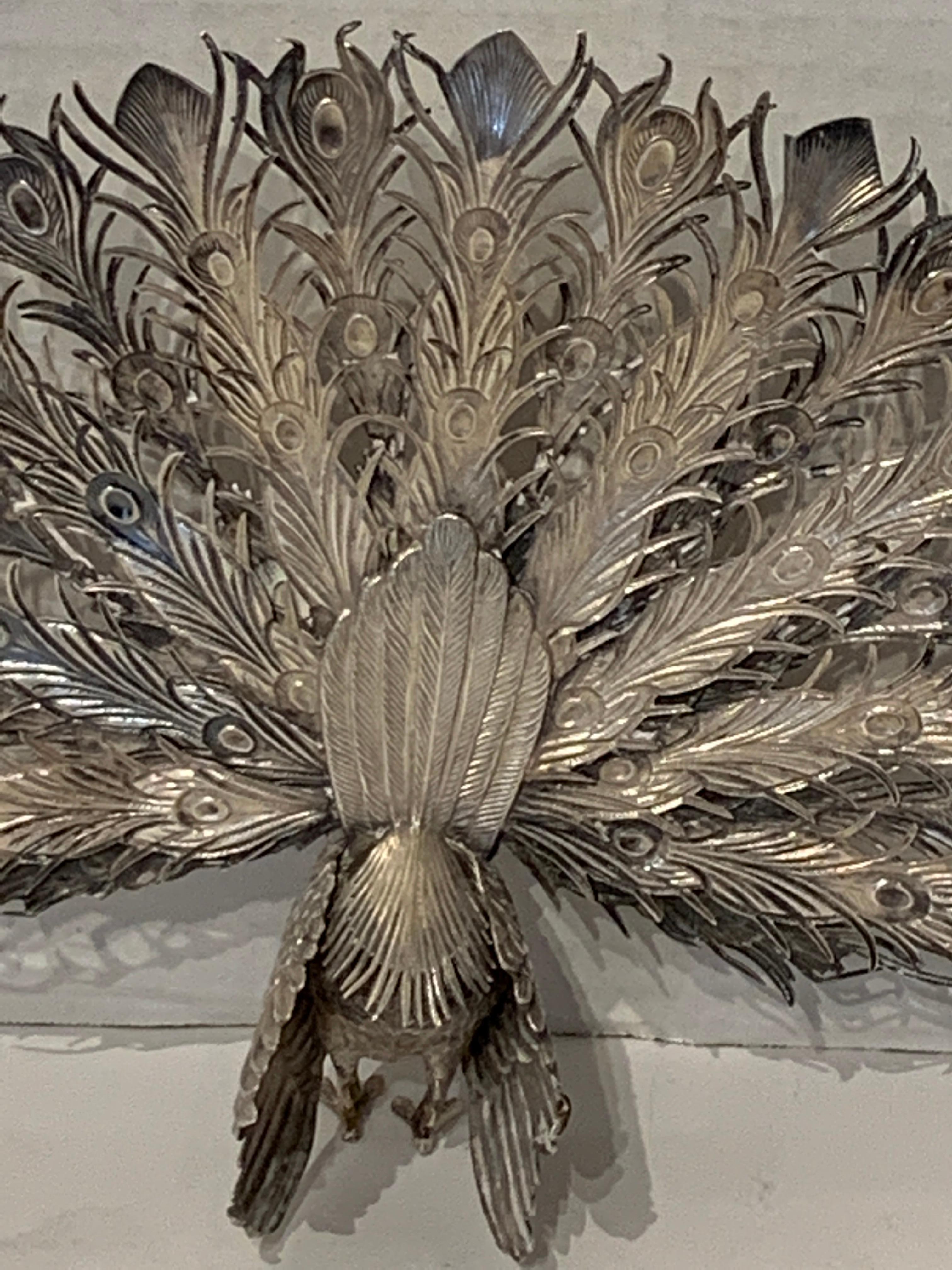 Continental Silver Model of a Peacock 3