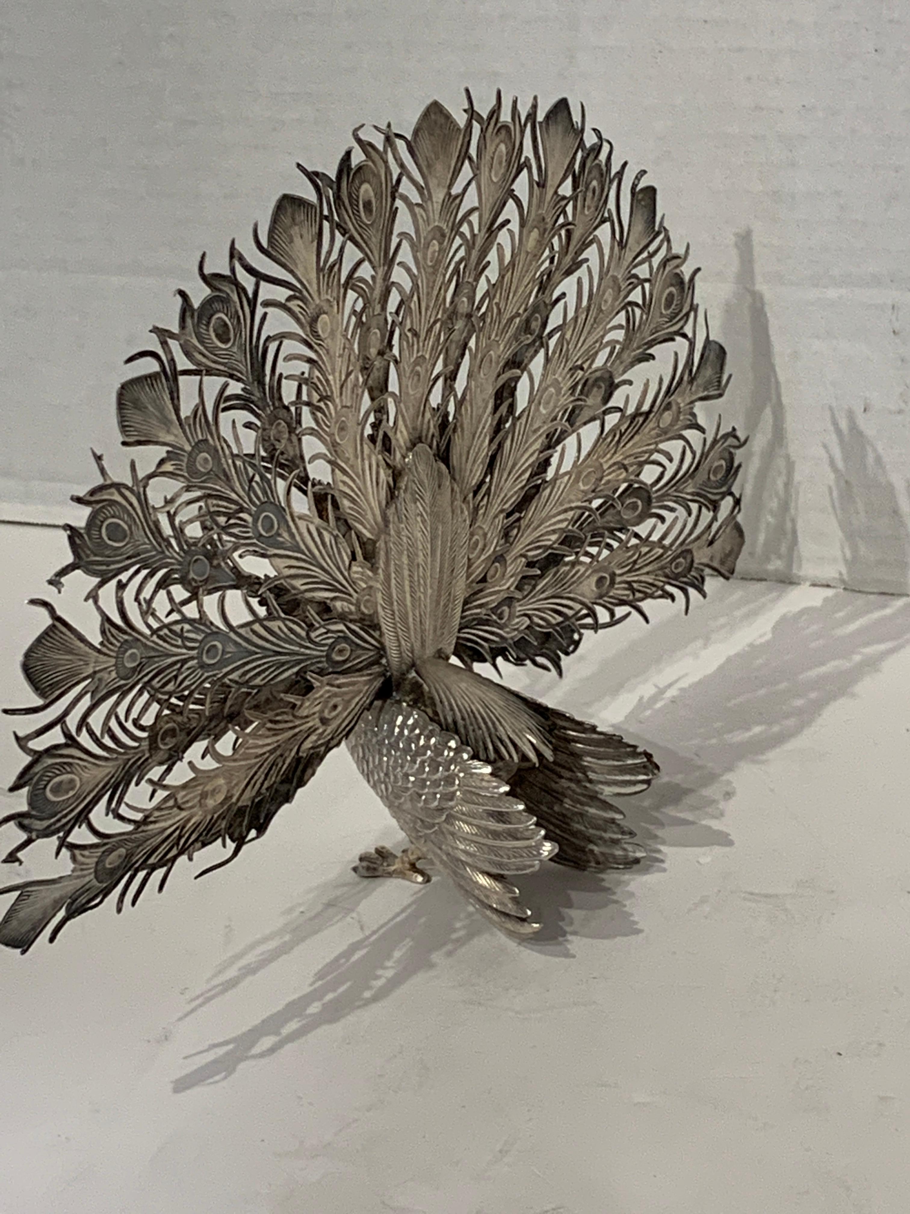 Continental Silver Model of a Peacock 4