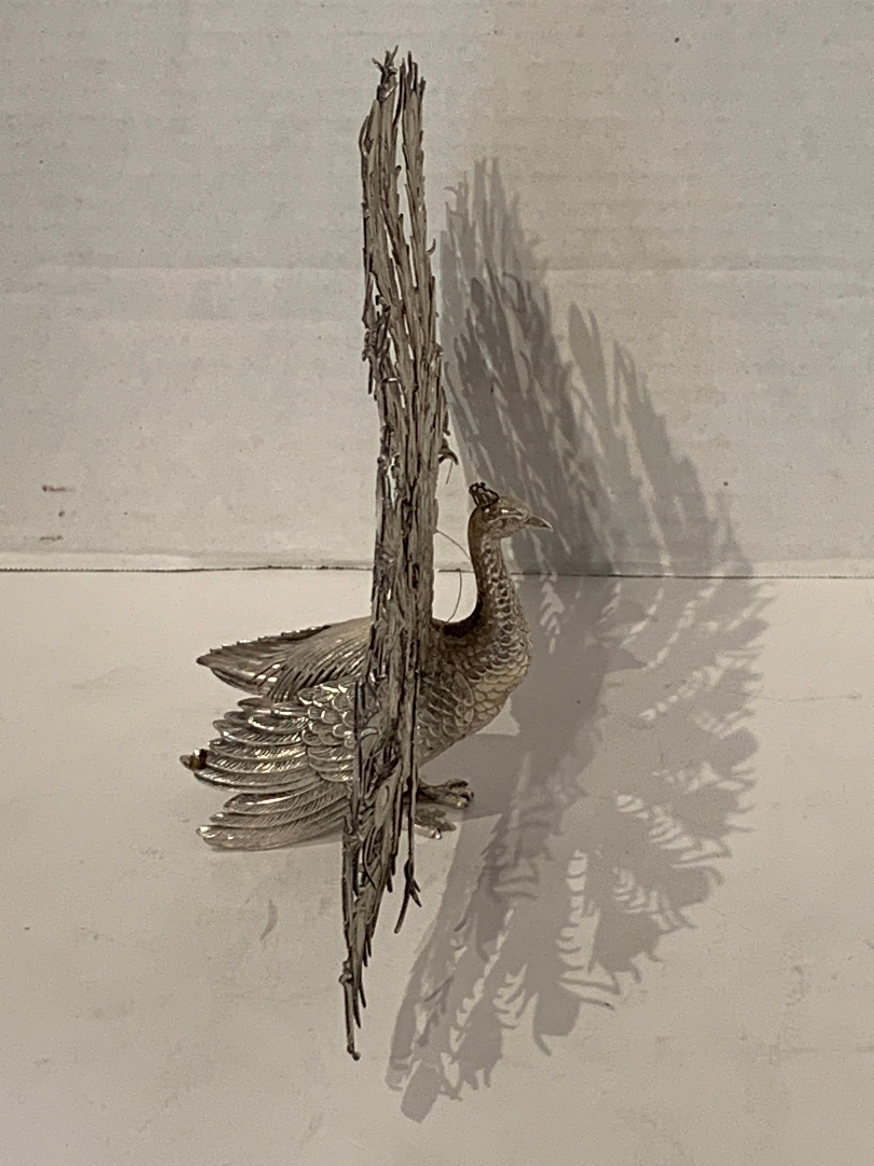 Continental Silver Model of a Peacock 1
