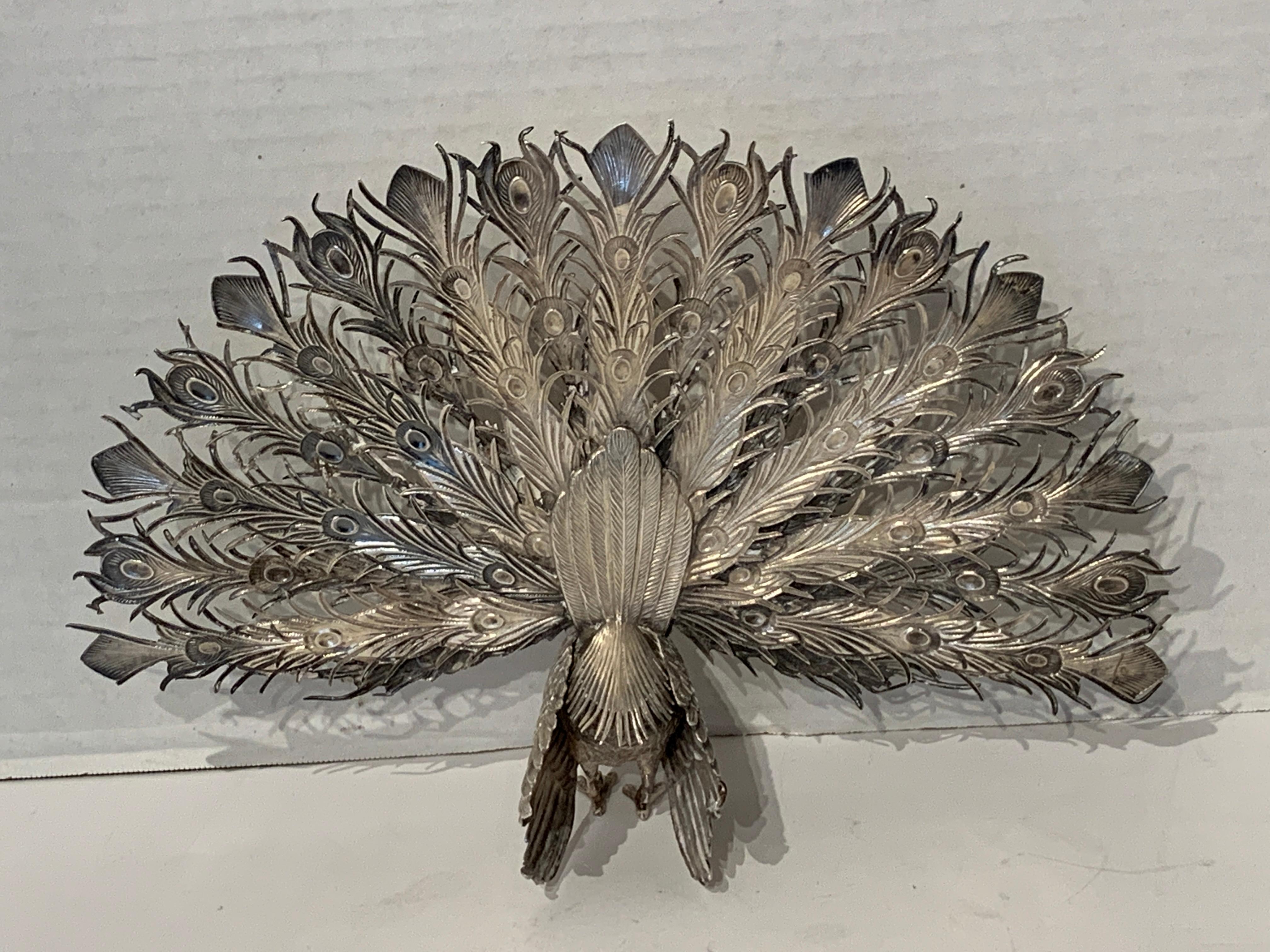 Continental Silver Model of a Peacock 2