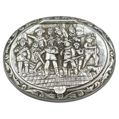 Continental Silver Oval Pill Box, Netherlands, c.1900