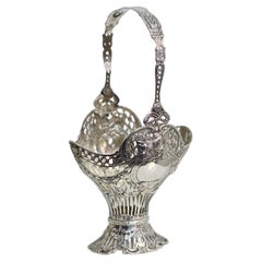 Continental Silver Pierced Foliate Design Basket