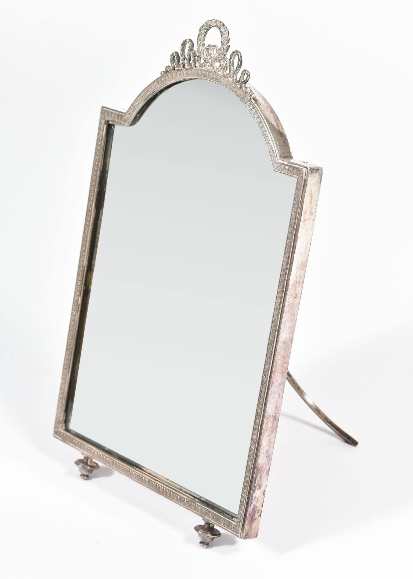 European Continental 1940's Silver Plated Dressing-Table Mirror