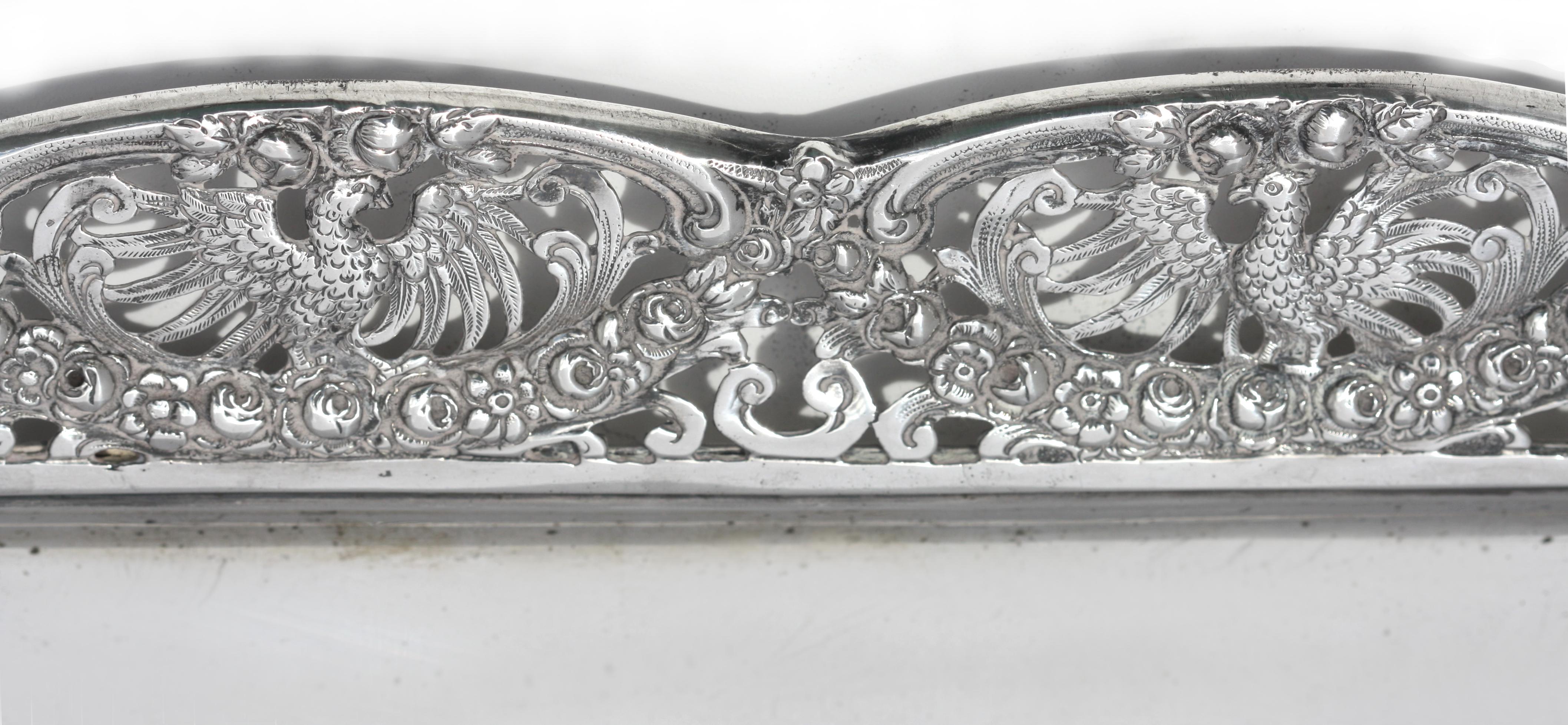 20th Century  Continental Silver Rectangular Tray, Probably German For Sale