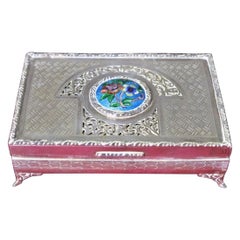 Continental Silver Trinket Box with Enamel Plaque