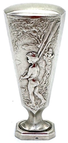 Sceau de cire en argent continental avec figure et paysage Art Nouveau, Circa 1900