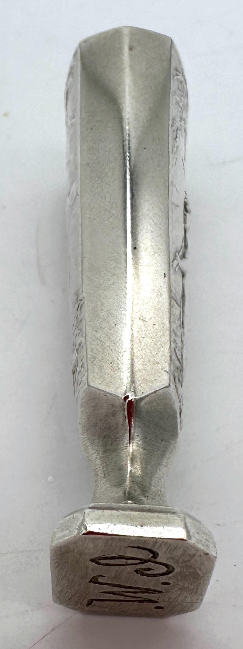 Sello de cera de plata continental con figura y paisaje Art Nouveau, circa 1900 en Bueno estado para la venta en West Palm Beach, FL