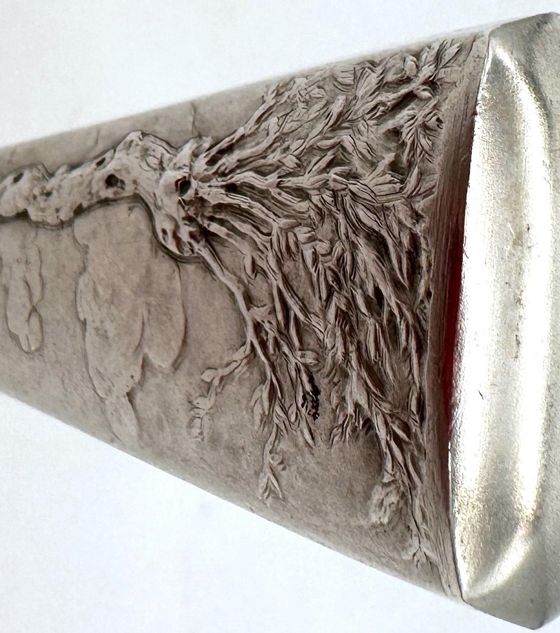 Sello de cera de plata continental con figura y paisaje Art Nouveau, circa 1900 en venta 1