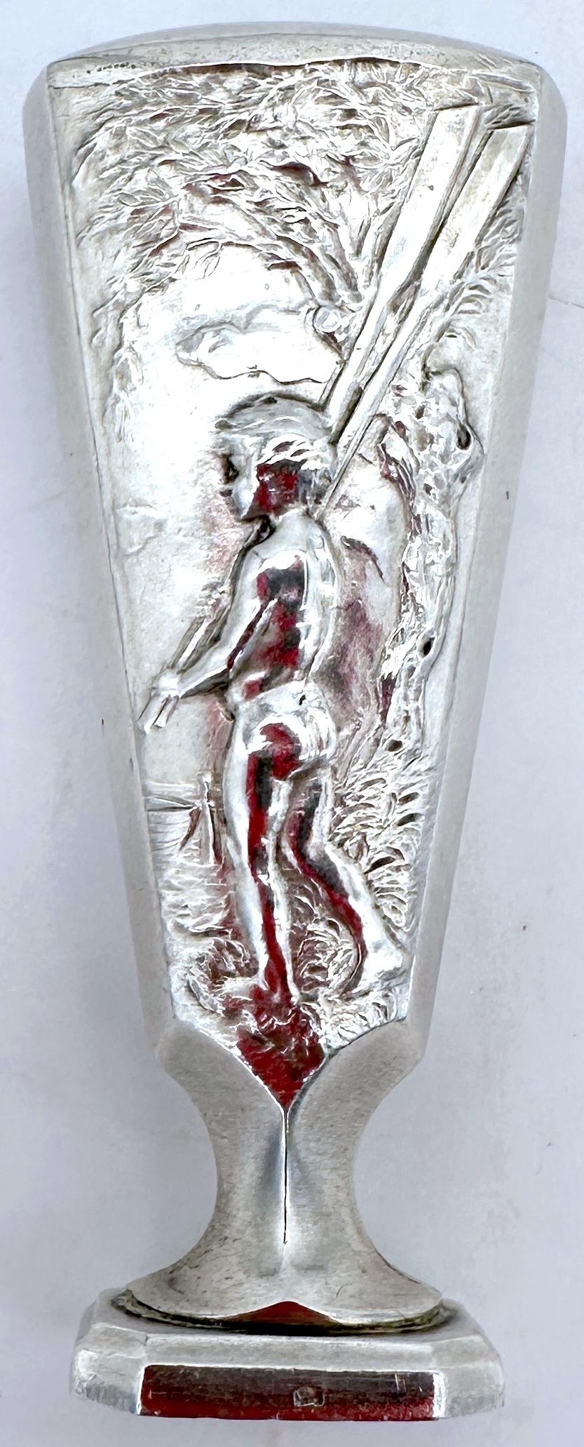 Sello de cera de plata continental con figura y paisaje Art Nouveau, circa 1900 en venta 2