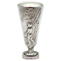 Continental Silver Wax Seal with Art Nouveau Figure and Landscape, Circa 1900