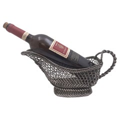Continental Silver Wine Caddy from 19th Century with Fishnet Design
