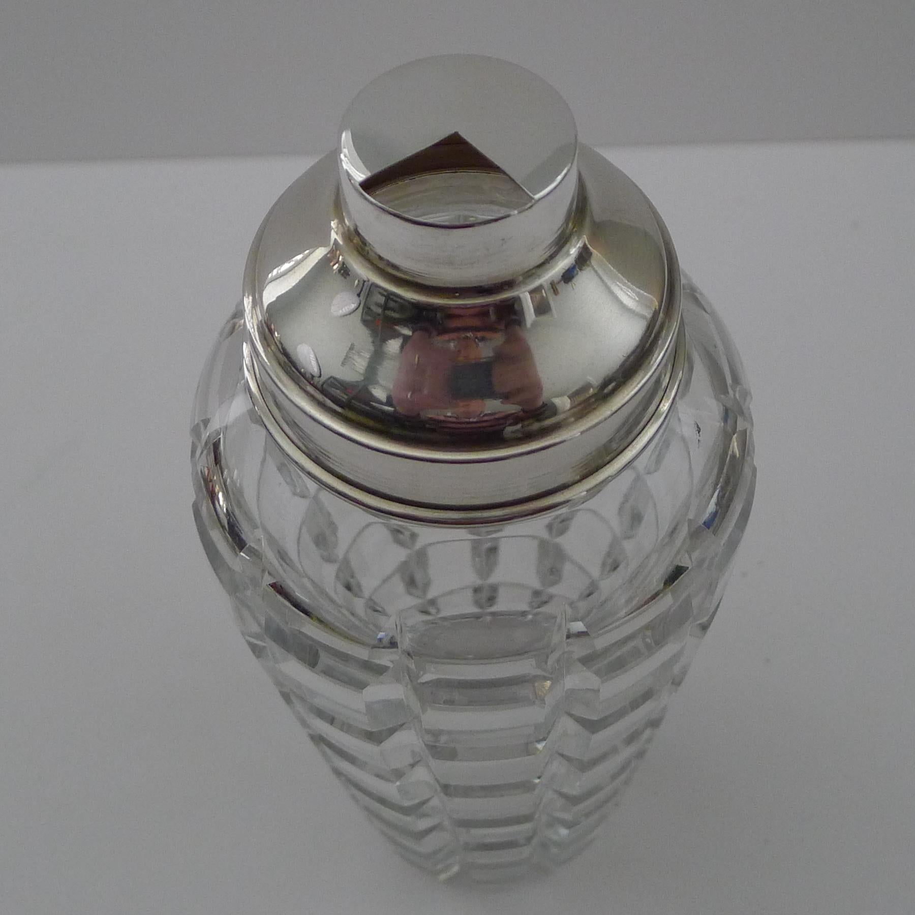 Spanish Continental Sterling Silver Topped Cut Crystal Shaker For Sale