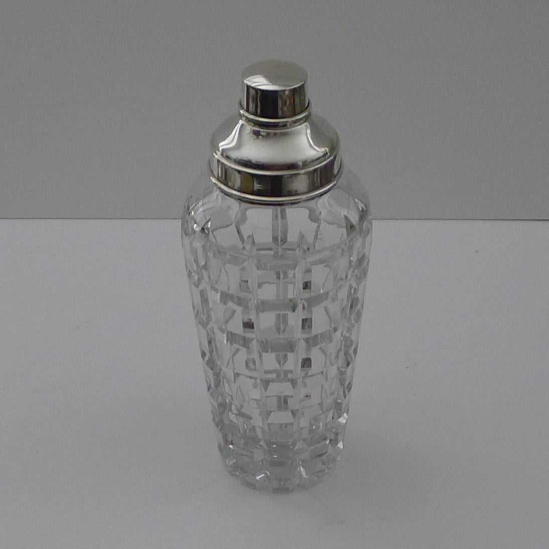 20th Century Continental Sterling Silver Topped Cut Crystal Shaker For Sale