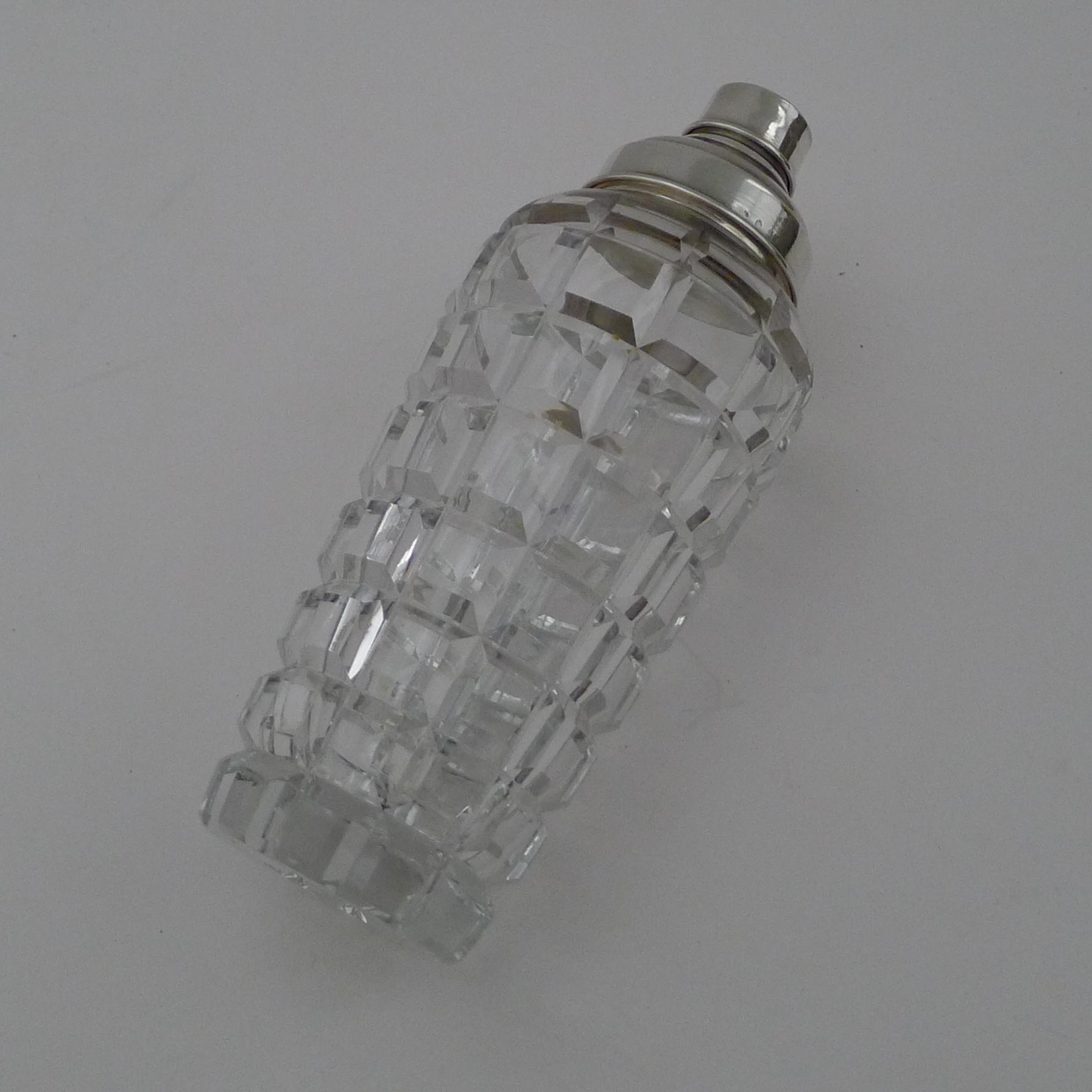 Continental Sterling Silver Topped Cut Crystal Shaker For Sale 1