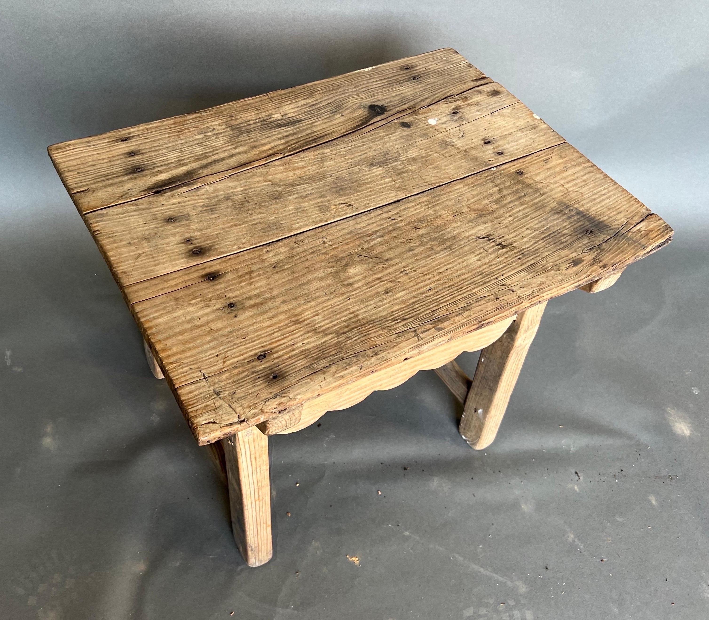 Great little 19th century continental stripped pine side table with through tenon construction. 