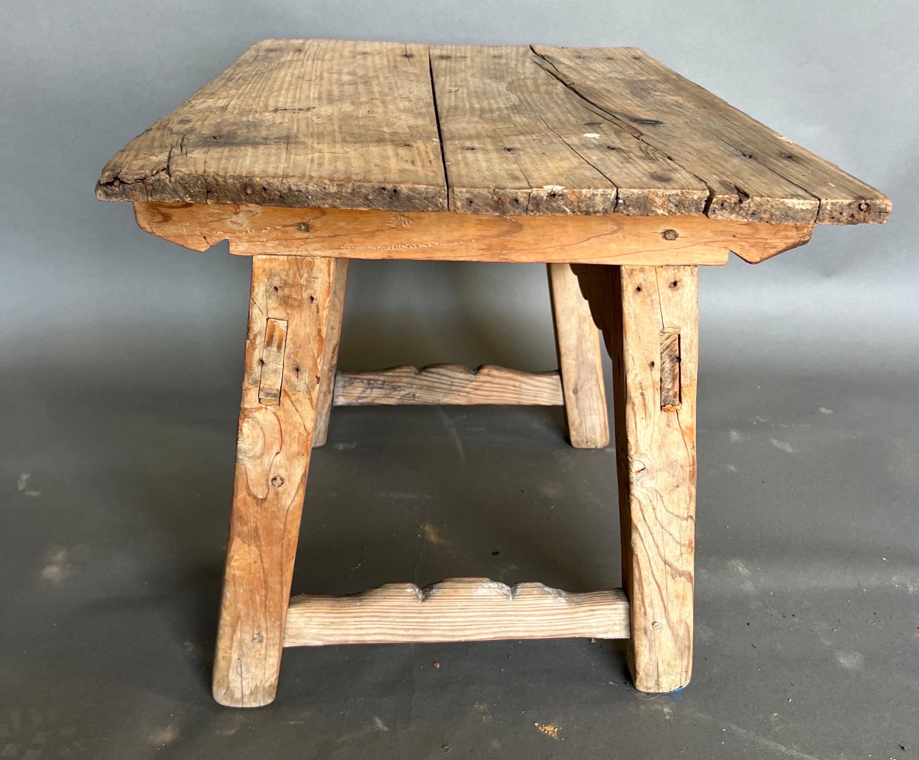 19th Century Continental stripped pine side table For Sale