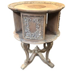 Continental Style Carved Bleached Oak Revolving Book Stand