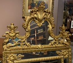 Continental Style Giltwood Wall Mirror with Rococo Crest