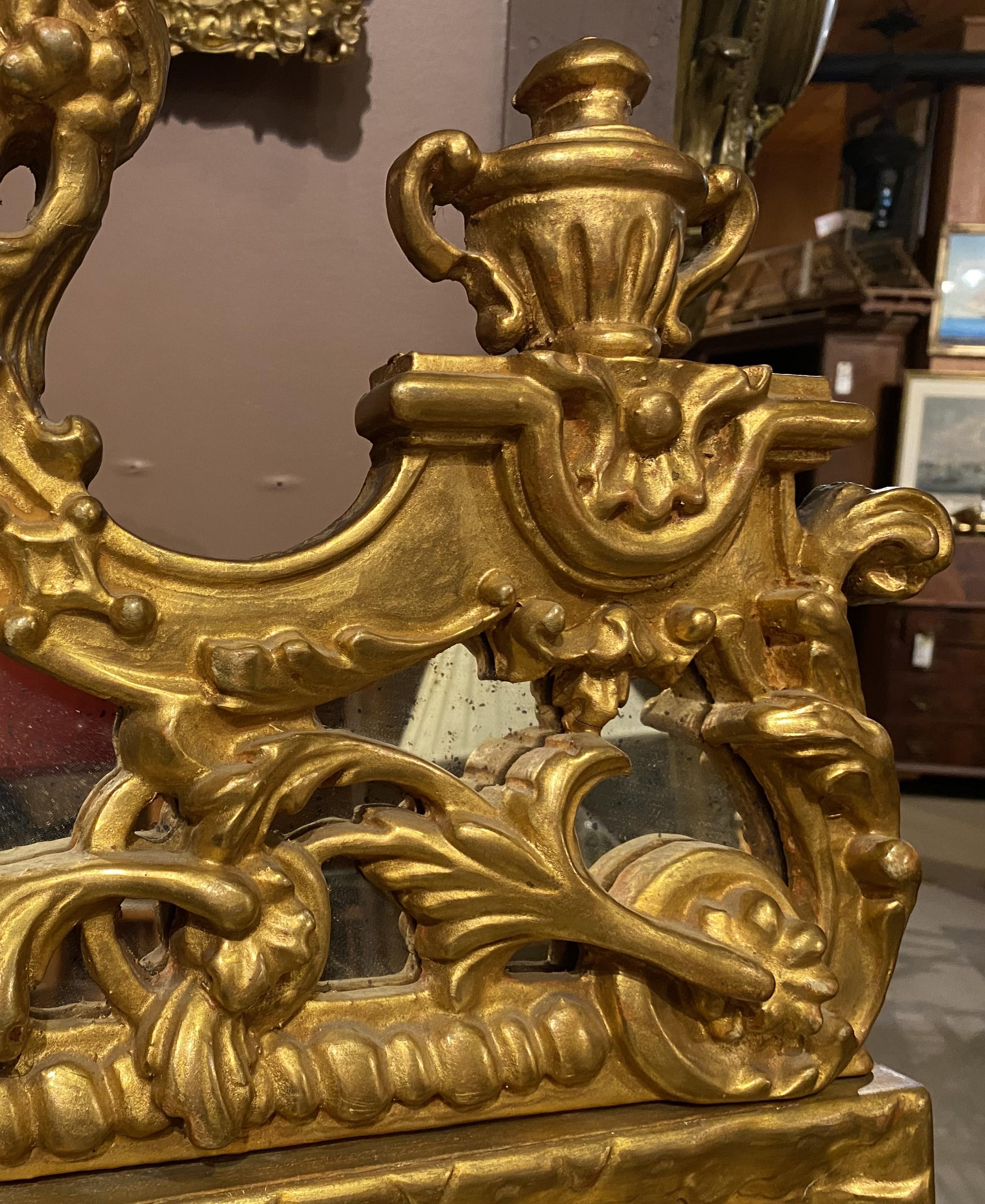 Wandspiegel aus Giltwood im kontinentalen Stil mit Rokoko-Wappen (20. Jahrhundert) im Angebot
