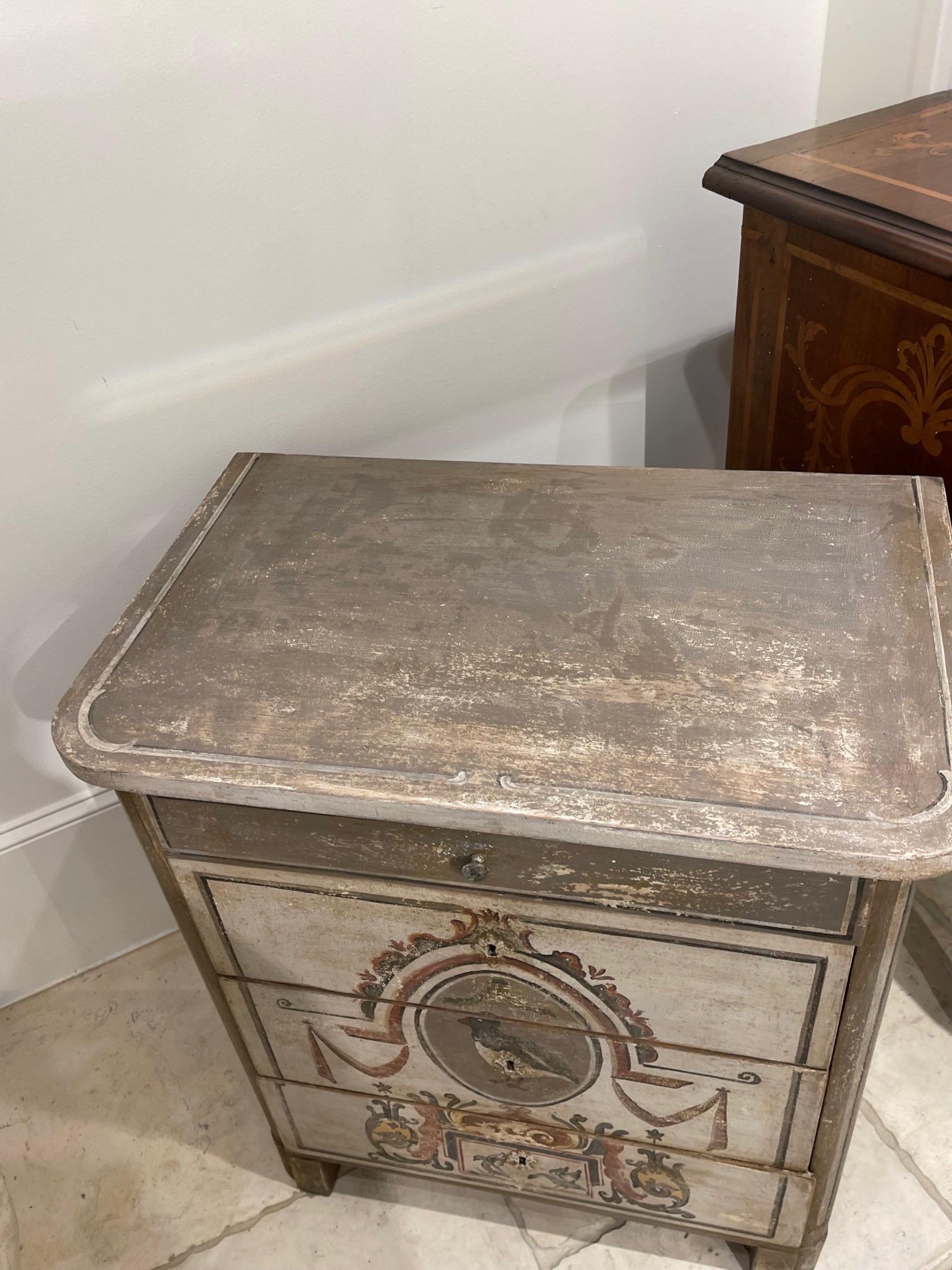 Contemporary Continental Style Painted Chest For Sale