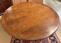 Continental Style Round Banded Walnut Pedestal Based Table