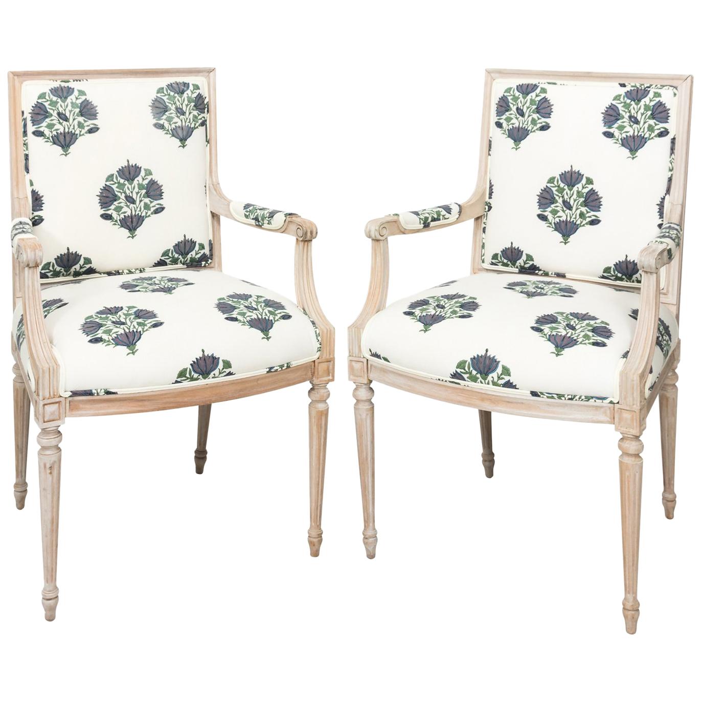 Continental Style Square Back Armchairs