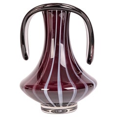 Continental Stylish Mid-Century Purple & White Art Glass Vase