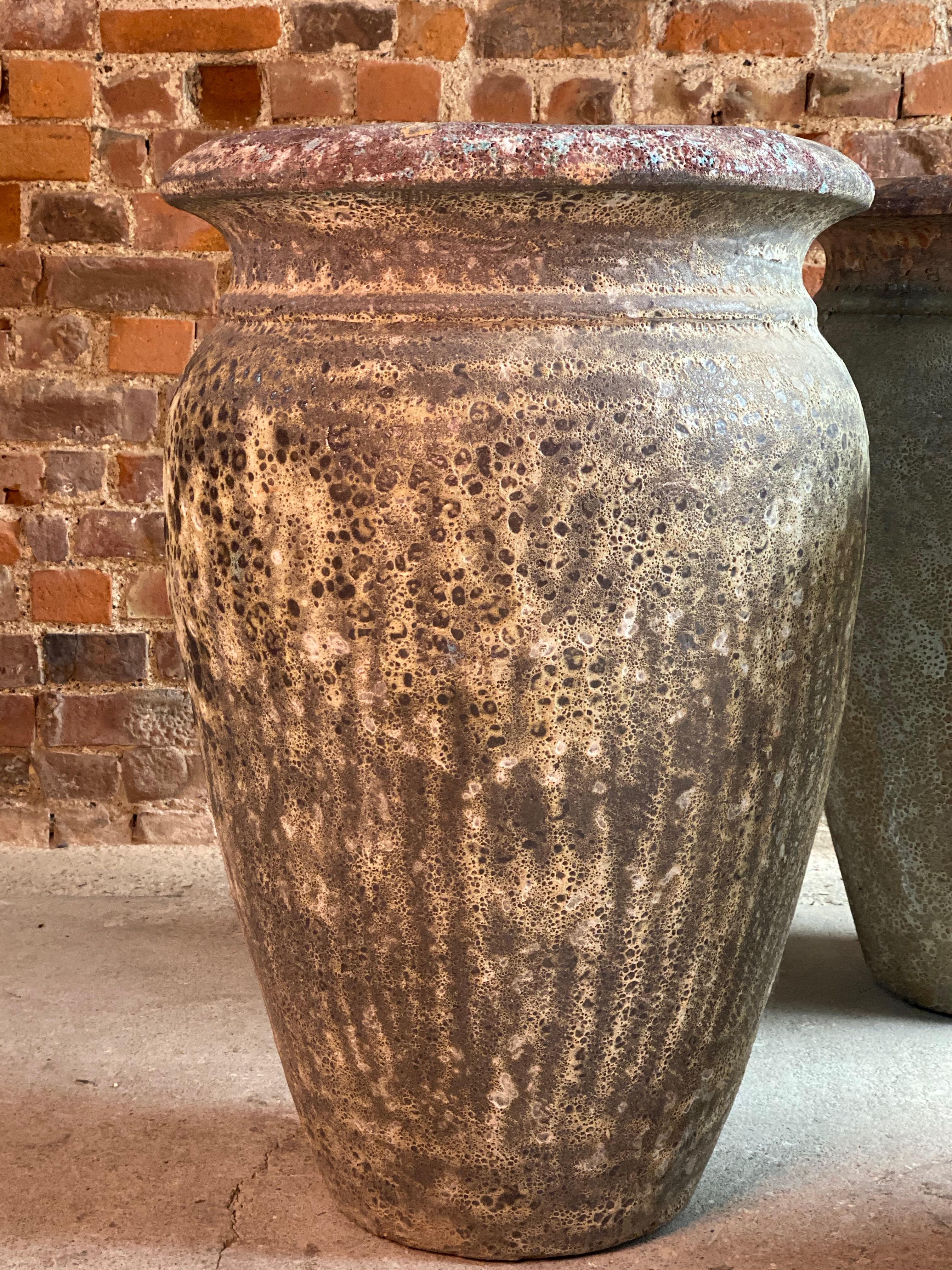 Italian Continental Terracotta Garden Urns Reclaimed Distressed Outdoor Planters